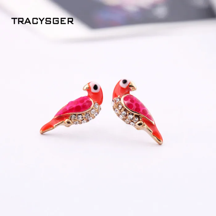 AB ed00160/милая девушка ювелирные изделия/Серьги в виде попугая|parrot earrings|earrings