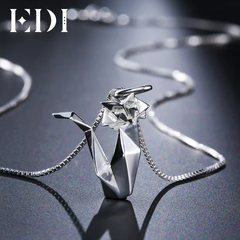 EDI Fairy Tale Animal Pendant Necklaces with Radom 18 Inch Chain Real 925 Sterling Silver Bird Necklace For Women INS Jewelry