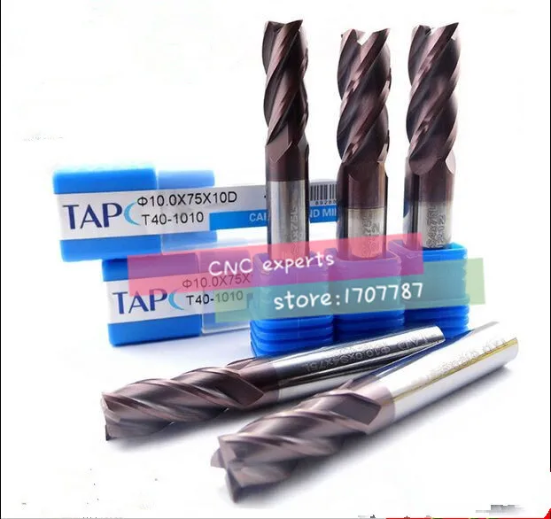 5PCS 4F 1.08.0MM Carbide cutting tools, milling cutters,bronze coating