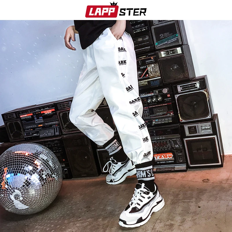 LAPPSTER اليابانية الشارع الشهير ركض السراويل الرجال 2019 الجانب مخطط اللون كتلة الرجال Sweatpants الهيب هوب الأزياء أسود السراويل الترنك