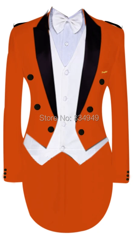 

PREMIUM Custom Made to Measure Tailored men's BESPOKE tuxedo,ORNAGE TAILCOAT(Jacket+Pants+Vest