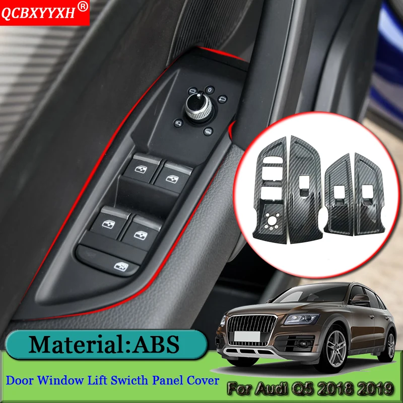 

QCBXYYXH Car-styling ABS Car Interior Door Window Lift Switch Panel Covers Trim Auto Stickers Accessories For Audi Q5 2018 2019