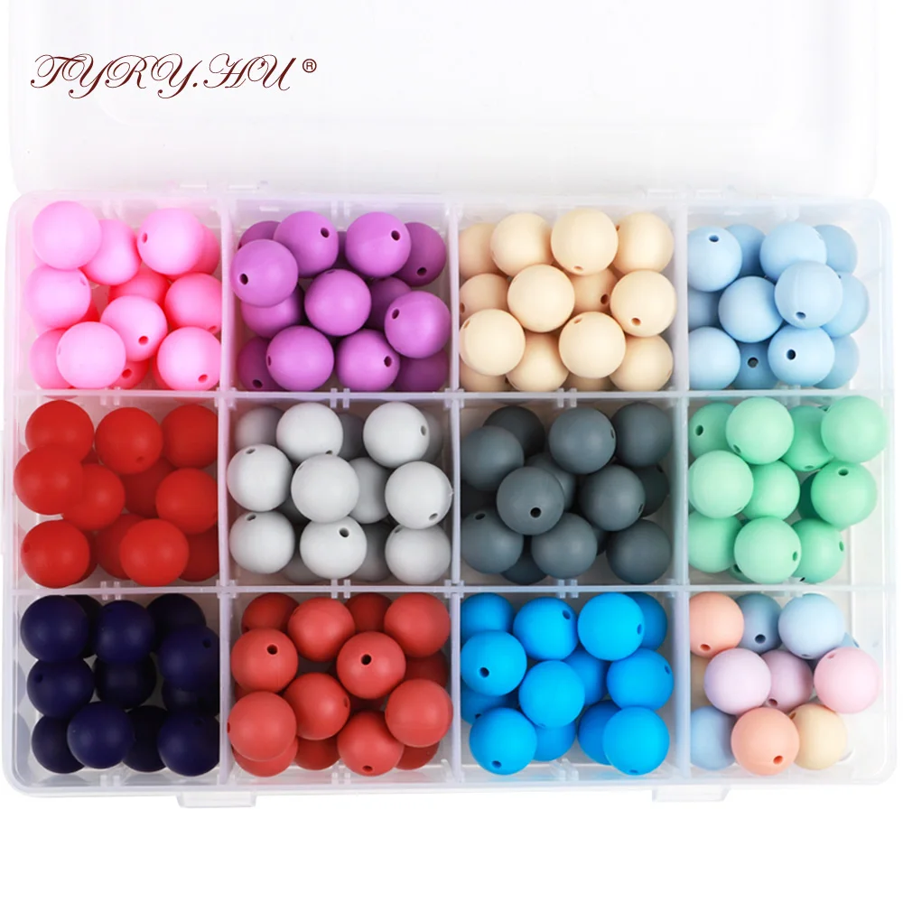TYRY.HU 100Pcs 라운드 실리콘 비즈 15mm BPA 무료  젖꼭지 체인 액세서리 식품 학년 실리콘 Teether  젖니가 남 장난감