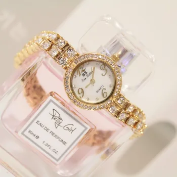 

BS Brand Gold Women's Bracelet Watch New Design Luxury Stainless Steel Quartz Watch Woman Fashion Elegant Montre Femme