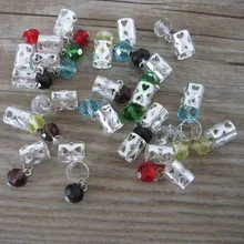 20 серебряные бусины для дредов регулируемые волосы кольцо для косички зажим с кристаллами подвески