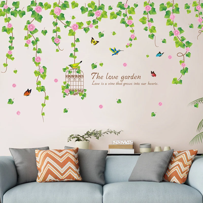 [SHIJUEHEZ] Цветок Wisteria клетка настенные наклейки ПВХ DIY растительные для гостиной