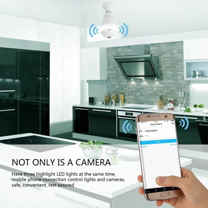 

LED Lamp APP WIFI Control Camera 960P Mini Camera Lamp Light FishEye Smart Family 3D APP Camera 1.3MP Mini Camera 8G 16G 32G 64G