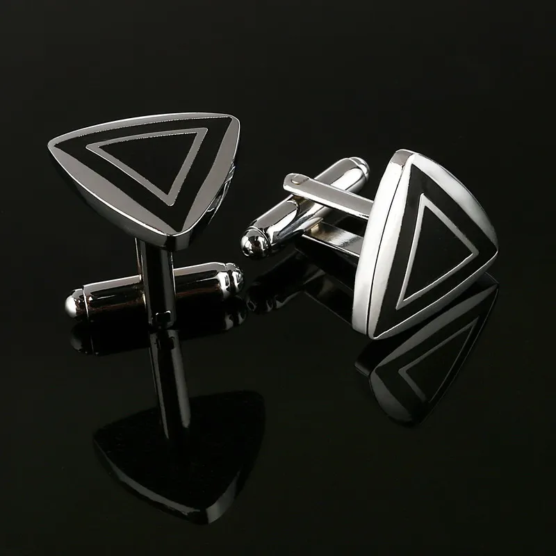 206 New Arrival Elegant Men Cufflinks Glossy Simple Triangle Pattern