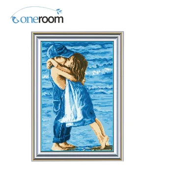 

Oneroom Colorful Embroidery Cross Stitch Needlework Kiss Embrace Sea Cross-Stitching sets Handmade Art DIY Home Decoration