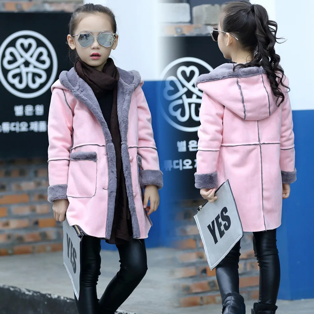 Cena Dzieci 2018 odzież wierzchnia dla dziewczynek jesień i zima długi płaszcz dzieci aksamitna kurtka ciepły płaszcz dla 4 13Y dziewczyny ubrania zimowe