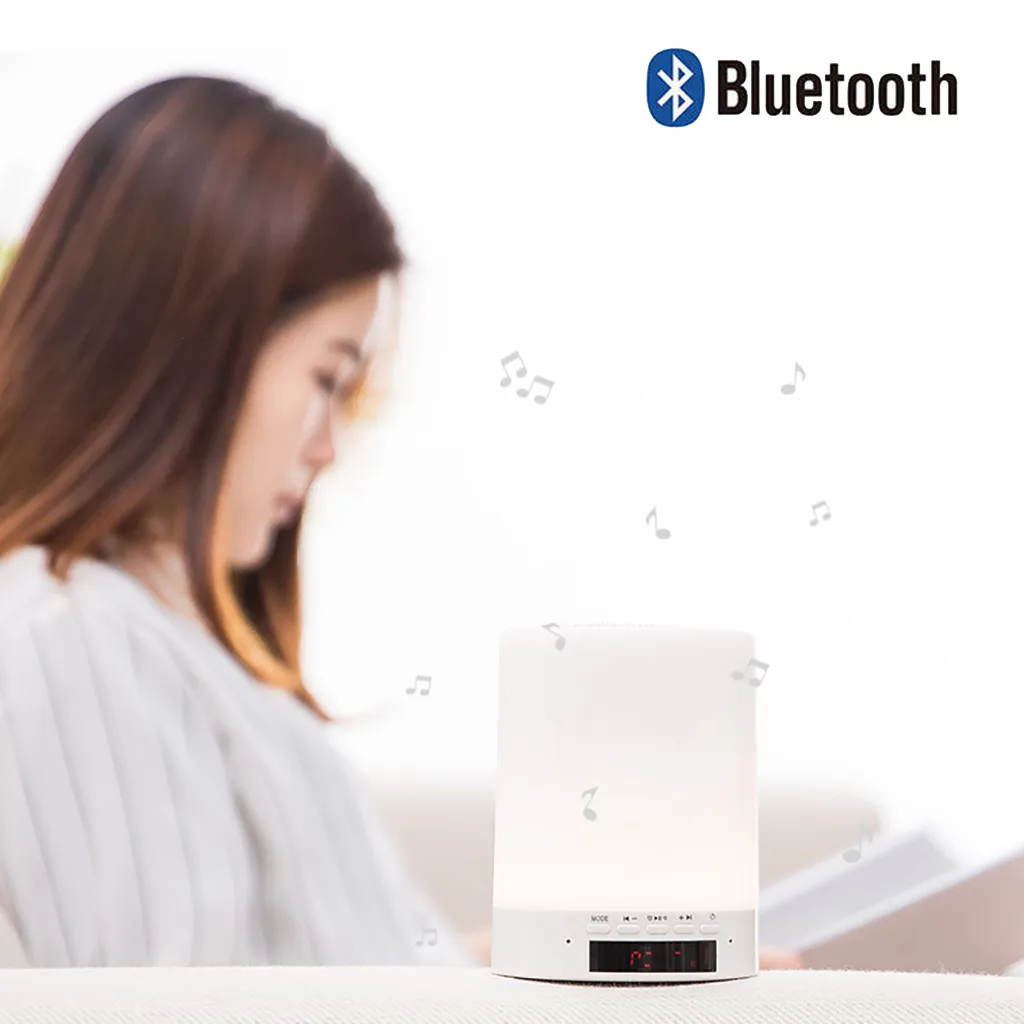 

2019 New Music Bluetooth Seven colors Night Light with LED Display Screen and Alarm Clock smart remote control