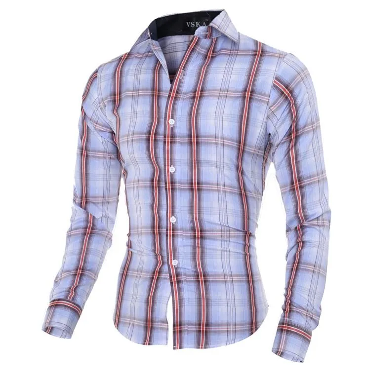 DropshippingCamisa Masculina Мужская Модная приталенная Повседневная рубашка с длинным рукавом, мужская рубашка с принтом, Азиатский размер