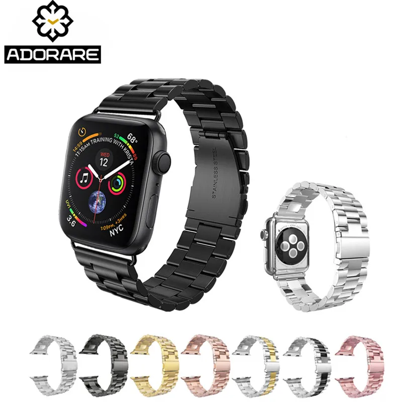 

ADORARE Stainless Steel Strap For Apple Watch 38/40mm 42/44mm Luxury Replacement Strap Band For iwatch series 4/3/2/1 Watchband