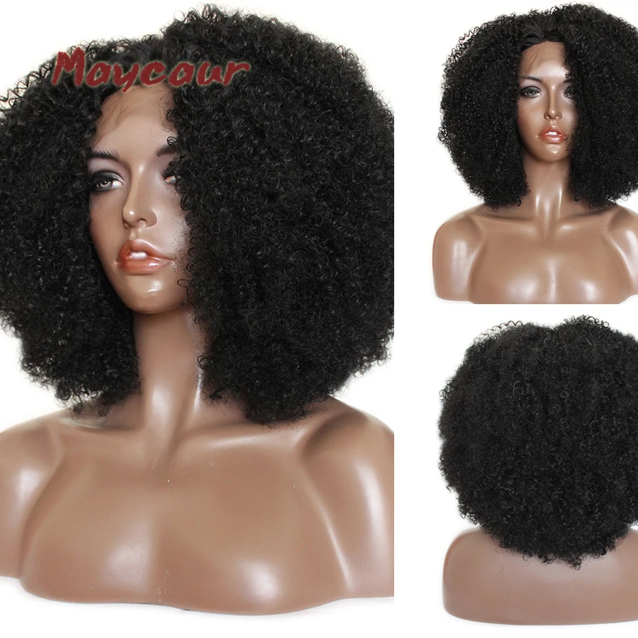 

Maycaur 180% Density Afro Curly Wigs Natural Wigs Glueless Heat Resistant Synthetic Lace Front Wigs For Women