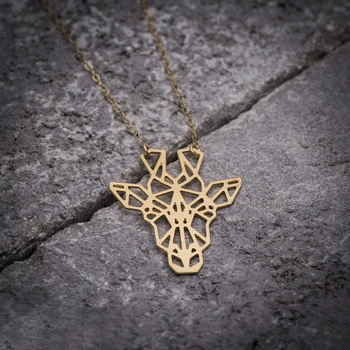 

Wholesale Fashion Origami Giraffe Head Necklace Women Choker Necklace Animal Goldfilled Deer Pendant Geometric Jewelry Gift Punk
