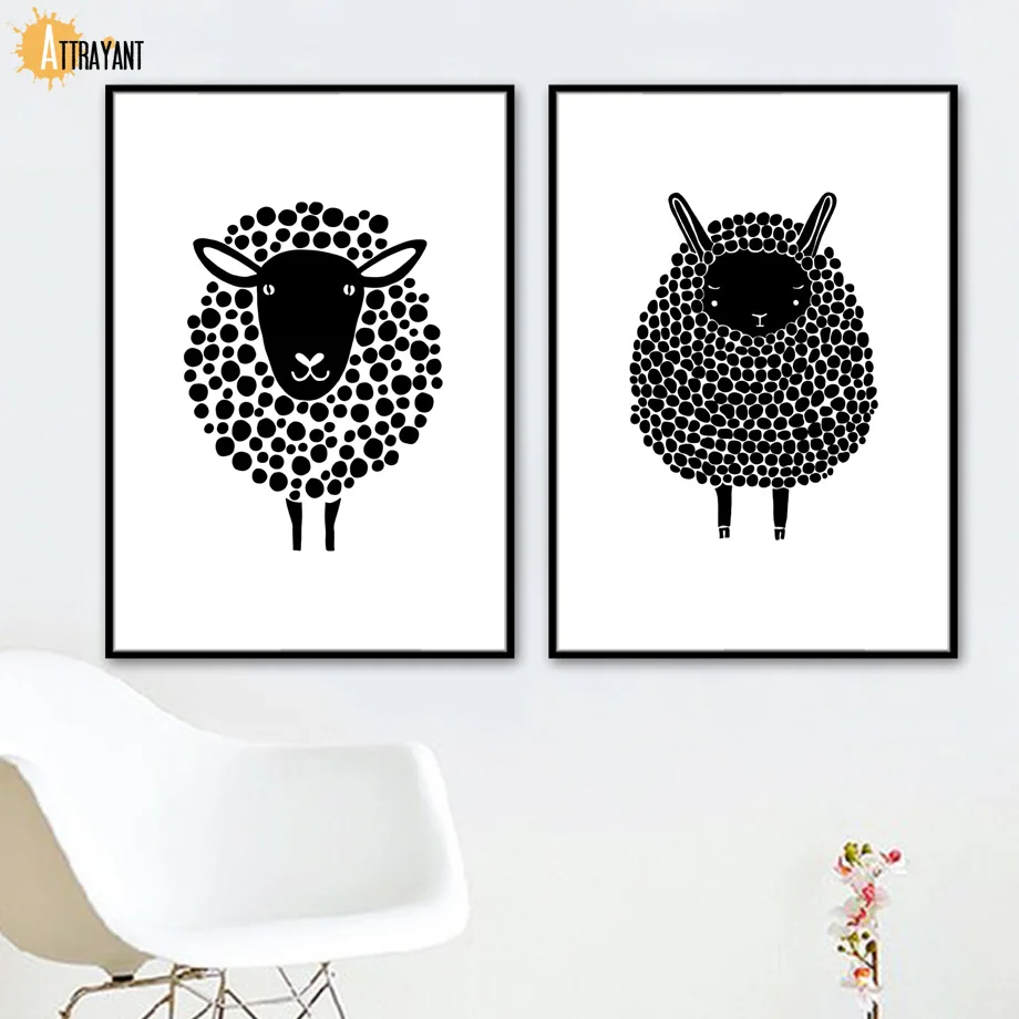 

Sheep Wall Art Canvas Painting Black White Nordic Posters And Prints Animal Wall Pictures For Living Room Bedroom Home Decor