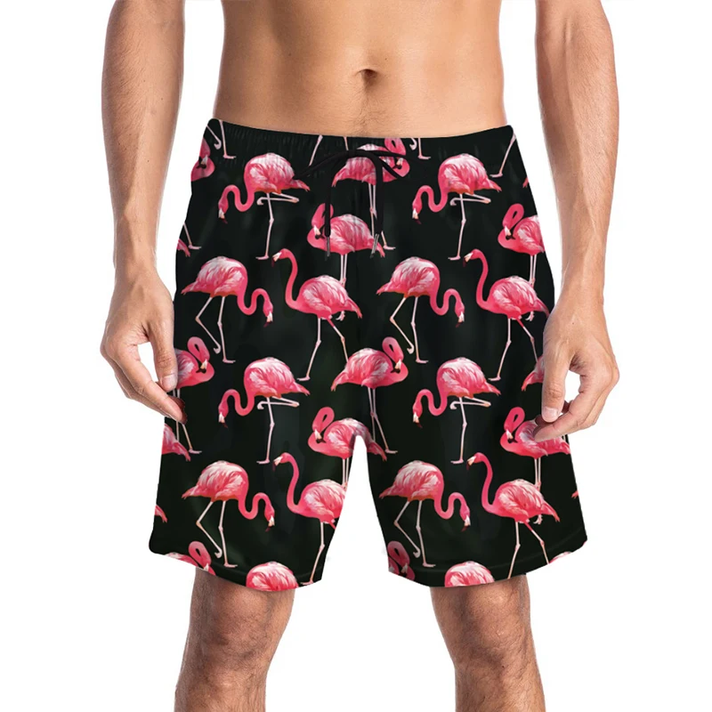 

Flamingo Print Shorts Beach Mens 3D Printing Drawstring Elastic Loose Board Shorts Bermuda 2019 Summer Holiday Dropshipping