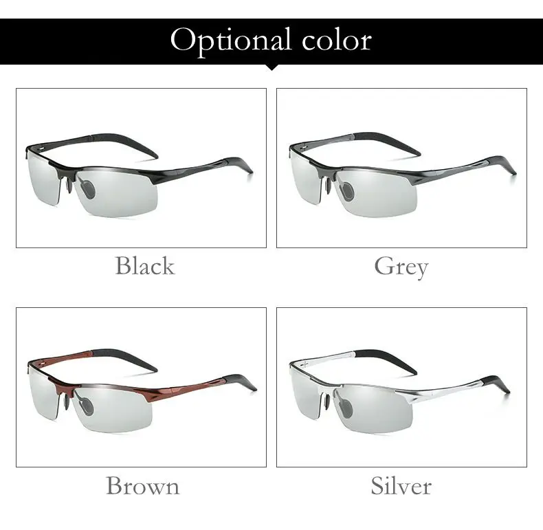 Фотохромные поляризационные солнцезащитные очки, мужские солнцезащитные очки без оправы, мужские спортивные очки для вождения, хамелеон, меняющий цвет, оттенок