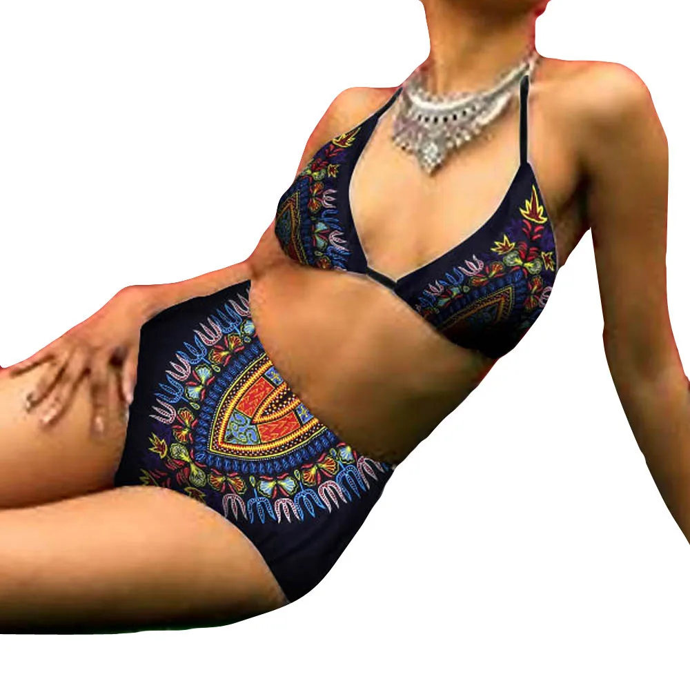 

Swimsuit Womens Swimming Suit Beach Swimmer Bikini Dashiki African Printing Push-Up Padded Bra Beach Bikini Swimsuits Swimwear