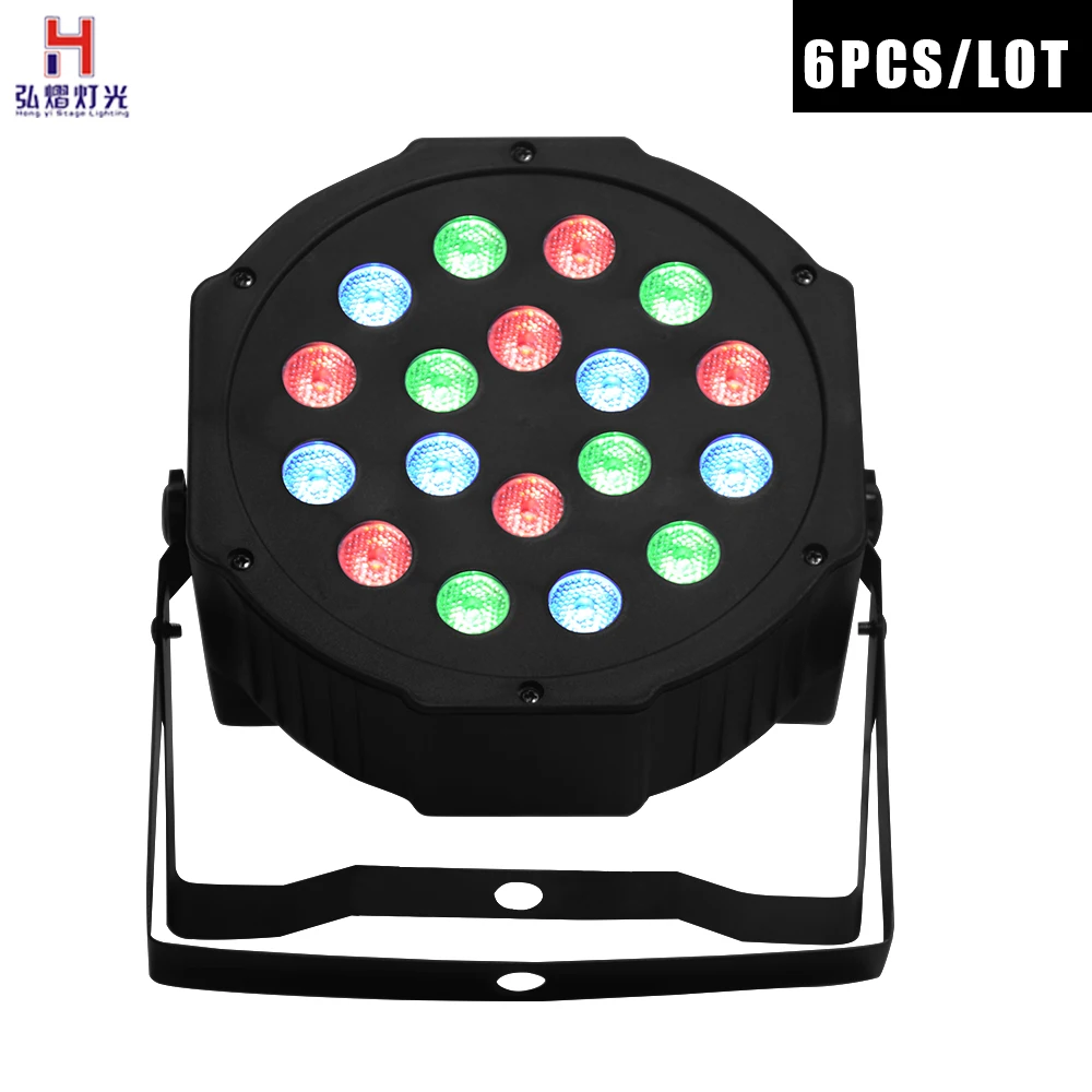 

RGB led 18x3W flat par light wash strobe effect light mix color DMX dimmer disco lights professional light(6pcs/lot)