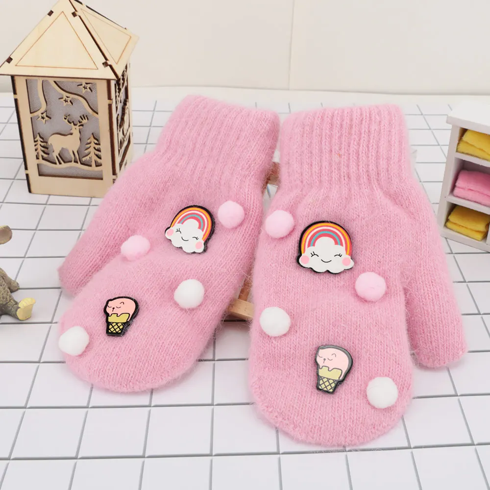 1Pair Hot Sale Cute Winter Warm Baby Gloves Fashion Children Faux