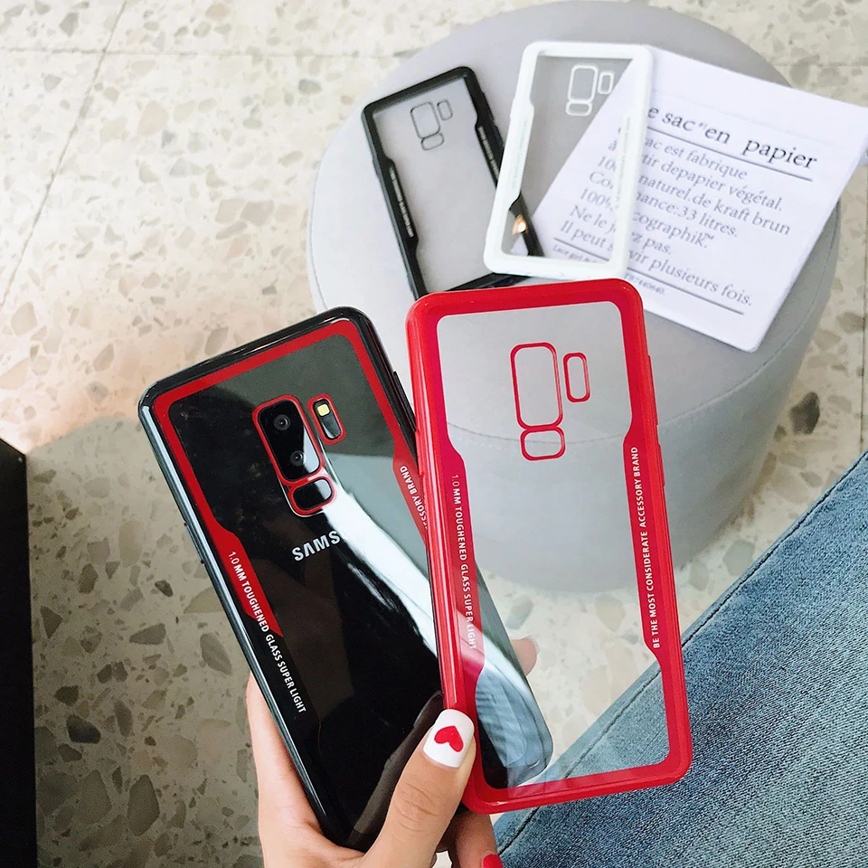 Прозрачный акриловый чехол HD для Samsung Galaxy A5 A6 A7 A8 Plus 2018 J3 J5 J7 Pro S7 Edge S8 S9 Note 8 с мягкими
