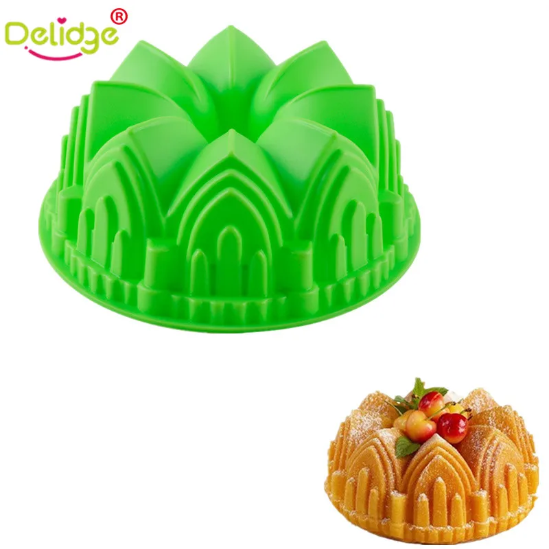 

Delidge 1 pc Big Crown Shape Chiffon Cake Mold Large Bread Pan Happy Birthday Savarin Cake Mold Castle Church Chiffon Mould