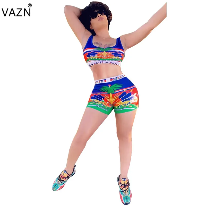 VAZN/, сексуальный комплект из 2 предметов для женщин, однотонная майка с круглым вырезом и короткими вставками, Одежда для пляжа, тонкий комплект, FSX106