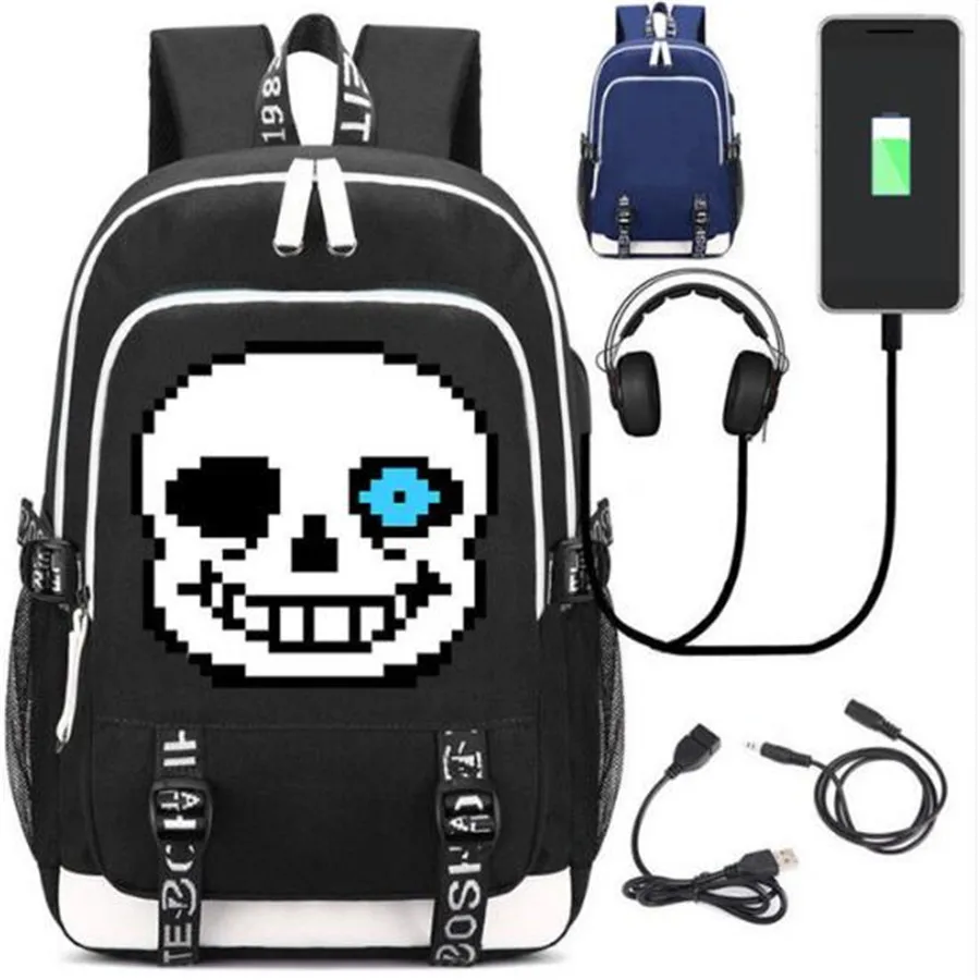 Игра Undertale Sans рюкзак сумка ж/USB Мода порт/замок/наушники путешествия ноутбук студентов школьная сумка подарок - Цвет: Style 4