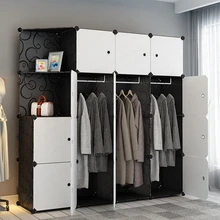 Простой шкаф для одежды, пластиковый комбинированный шкаф для хранения, складной шкаф, стальная рама, простой современный экономичный