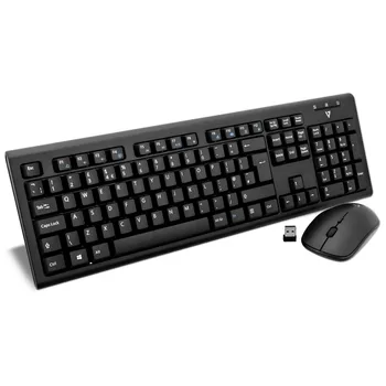 

V7 Wireless Keyboard and Mouse Combo – UK, Standard, Wireless, RF Wireless, QWERTY, Black, Mouse included
