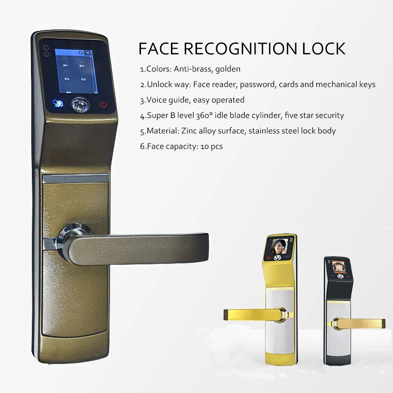 Stainlesssteelelectricdigitalsmartbiometricfacereaderdoorlock