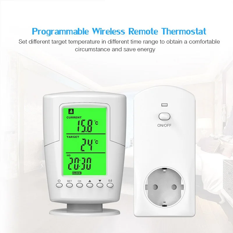 Простой беспроводной термостат розетки умный Термостатический контроль температуры для внутреннего водного/газового котла отопления простота использования