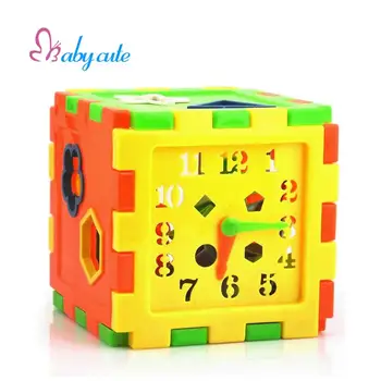 

Intelligence Box Cube Learn Shape Color Recognition Clock Building Blocks Kids Educational Sorting Box Puzzle Toys