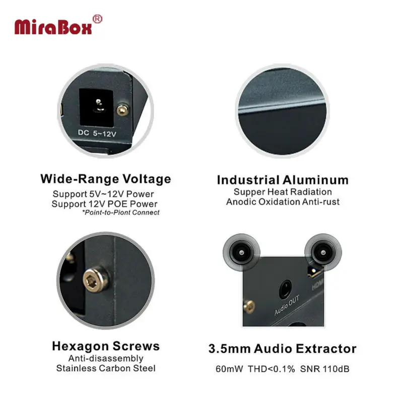 Приемник удлинитель MiraBox HDMI с поддержкой аудио экстрактора разъем 3 5 мм через TCP/IP