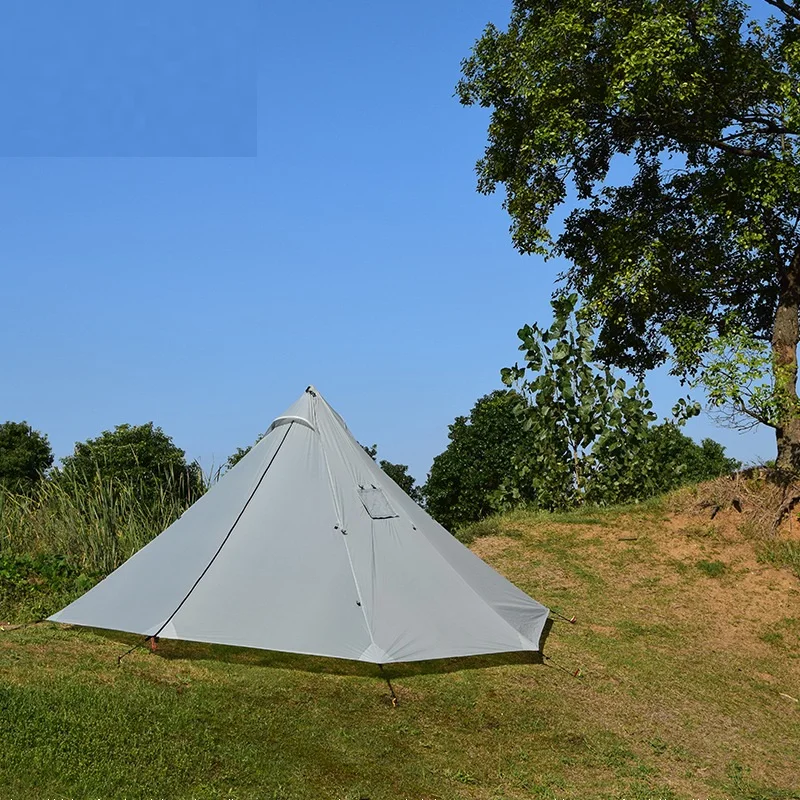Billig 3 4 Person Ultraleicht Outdoor Camping Tipi 20D Silnylon Pyramide Zelt Große Kolbenstangenlosen Zelt Trekking Wandern Zelte