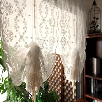 

Free Shipping Pastoral lifting curtains Balloon lifted Romantic shades finished curtains fan curtain draw ribbon short curtain