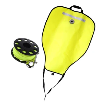 

Scuba Diving 50lb Salvage Lift Bag Underwater W/ Dump Valve + 30m Dive Spool Water Sports Swimming Diving Pool Accessories