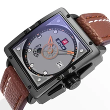 Relogio Hôtel masculino BlDEN 2017 Marc Montre De Luxe Sport Montre-bracelet À Quartz Rectangulaire Cadran 30 M Automatique Calendrier Bracelet En Cuir