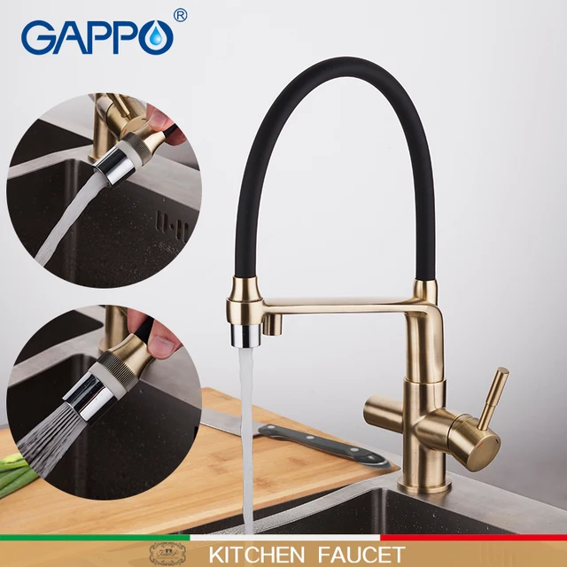 Best Price GAPPO kitchen faucet gold and black water taps filter faucets mixer Rotatable kitchen water purifier mixers deck mounted        