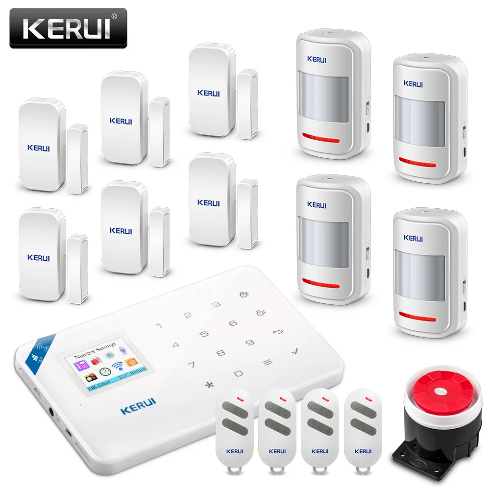 Original KERUI WIFI GSM Burglar Security Alarm System SMS APP Control Home PIR Motion Detector Door