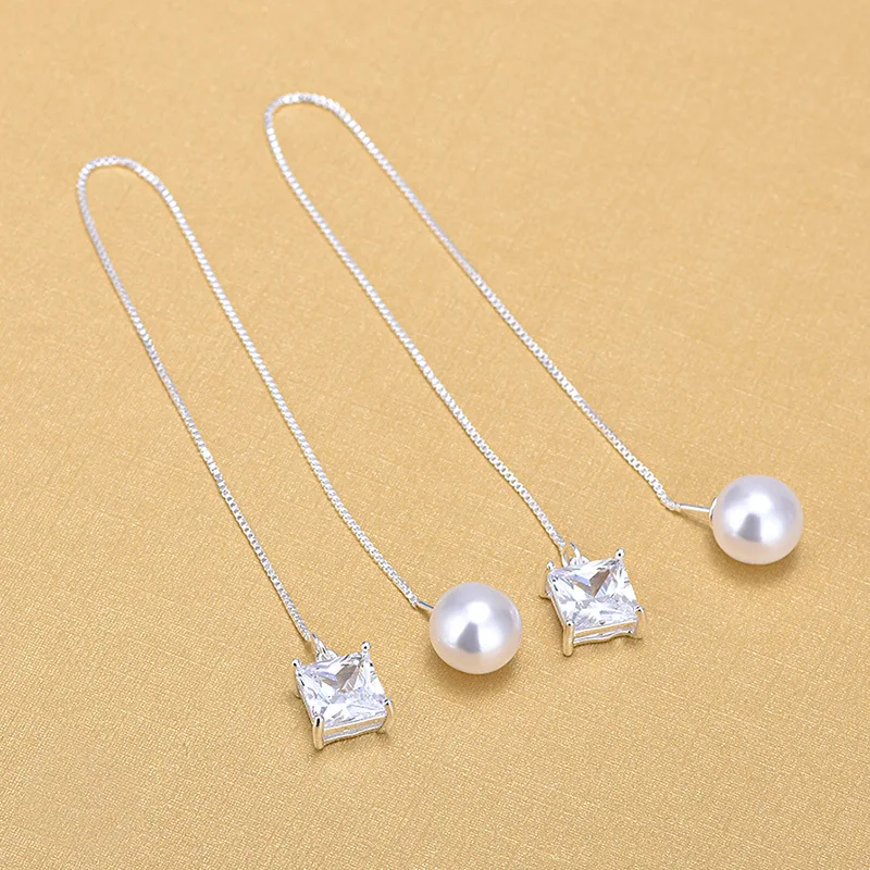 

DreamySky 100% Real Pure 925 Sterling Silver Long Earrings For Women Fashion Jewelry Brincos Drop Shipping