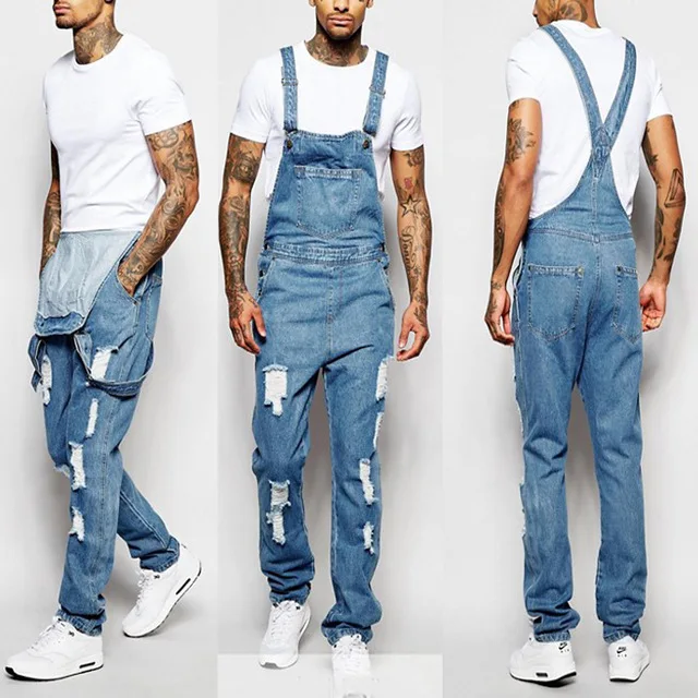 ripped jean jumpsuit
