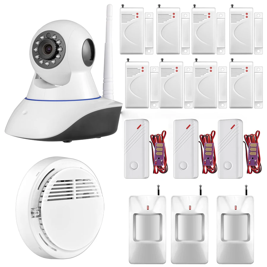 

720P WiFi IP Camera Alarm System for Home Burglar Alarm System Sensor Alarm with PIR Motion Sensor Water Sensor Smoke Detector