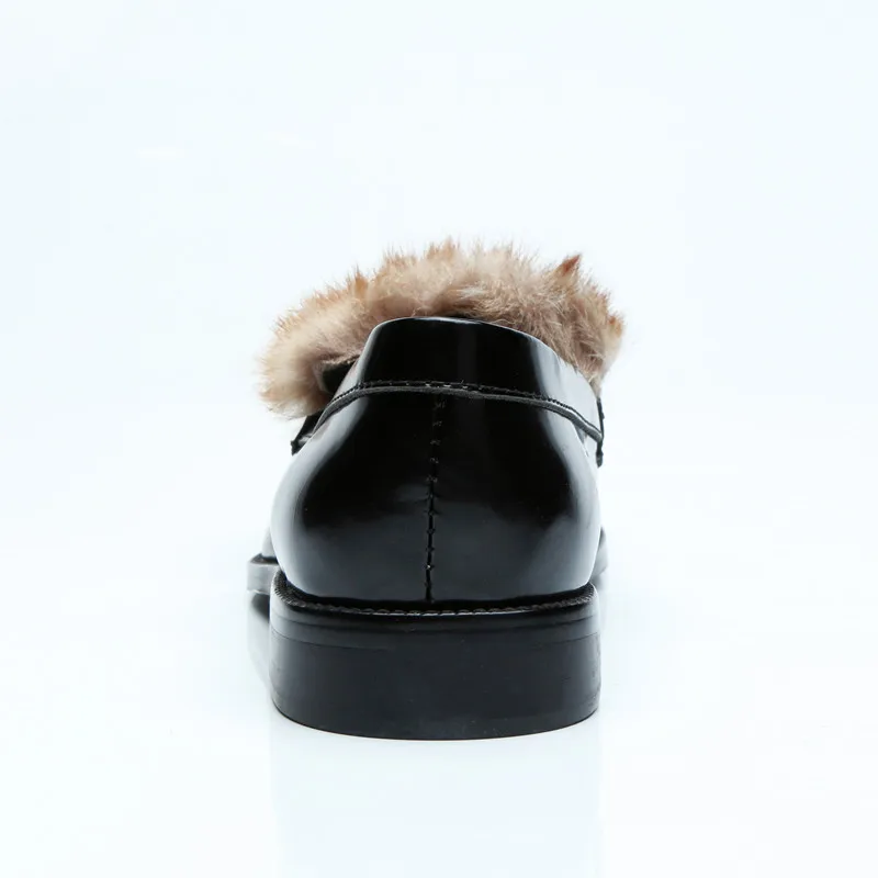 Qianruiti Men's Furry Hair Shoes Raccoon Fur Slip-on Loafers Smoking Shoes EU39-EU46 Customized color Men Casual Shoes