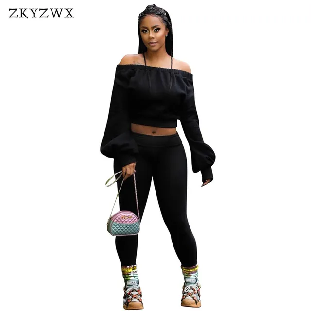 Cheap ZKYZWX Sexy Two-Piece Suits Fall Outfits Off Shoulder Puff Sleeve Crop Tops+Bodycon Pants Sweatsuit Tracksuit 2 Pcs Matching Set Cheap ZKYZWX Sexy Two-Piece Suits Fall Outfits Off Shoulder Puff Sleeve Crop Tops+Bodycon Pants Sweatsuit Tracksuit 2 Pcs Matching Set
