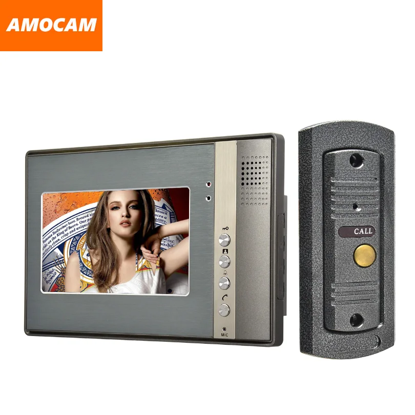 

7" Monitor Video Door Phone System Video Intercom IR Night Vision pinhole Door Camera wired alloy video doorbell interphone kits
