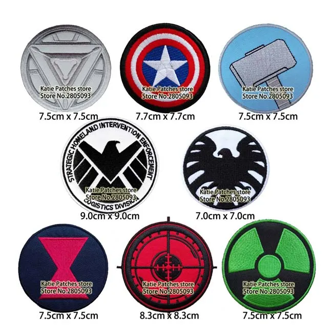 

Mix Avenger Logos Embroidered Iron On Patches, Capain America Hulk Shield Ironman Thor Kids DIY Clothing Kids Accessories