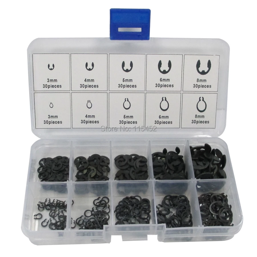 

200PCS E Clip & External Circlip Assortment Kit 3mm 4mm 5mm 6mm 8mm