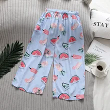 Милая женская пижама; брюки; летняя Хлопковая пижама для сна; повседневная одежда для сна; спальная Пижама; свободные укороченные брюки; одежда для сна